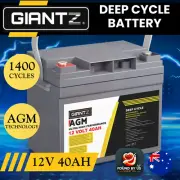 Giantz AGM Battery 12V 40Ah Deep Cycle Box Portable Camping Solar Caravan 4WD