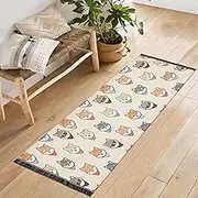 Joisal Long Rug, Cute Shibas Beige Large Kitchen Mat, Kitchen Runner Rug Washable, Kitchen Matts Floor