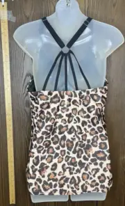 Younique Tankini Top Women's Size L Animal Leopard Print NWT