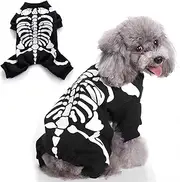 Skeleton Halloween Costumes Dog Skeleton Costumes, Halloween Costumes for Small Medium Dogs, Pet Skeleton Costume for Halloween Christmas Photo Props Accessories (Black, L)