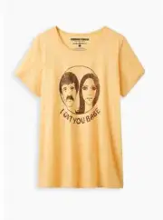 Torrid Classic Fit Ringer Tee Crew Neck Sonny & Cher Gold 2 2x 18 20 #A22721