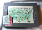 Hallmark Sticker Card Making Kit 12 Cards & 12 Sheets of Stickers USA Map Cards