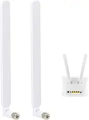 External Antenna 4G LTE SMA Male 10dBi, 2 Pieces WiFi PC Antenna for LTE Router, Modem, Mobile Gateway, Camera, Home Phone, Signal Amplifier - White