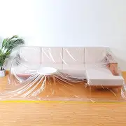 146"/12ft Plastic Sofa Couch Cover,Furniture Covers,Waterproof Couch Covers,Plastic Couch Covers for Sectional Sofa l Shape,Extra Large Bed Sofa Couch Furniture Protector Cover for Moving (Clear#1)