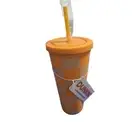 Dunkin Donuts Orange Checkered Sipper/24 oz/Straw Included/BPA Free NEW