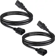 Power Cable C14 to C13 0.5M Short Extender for Kettle Lead PC Computer Monitor C13 C14 Iec Power Cable 50cm Cords(2 Pack)
