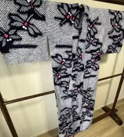 Arimatsu Shibori Cotton Yukata Kimono Hand Dyed Total Shibori S