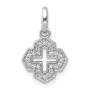 14k White Gold 1/10ct. Real Diamond Fancy Cross Pendant