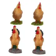 4pcs Farm Animal Figurines Miniature Resin Hen Rooster Chicken Statues