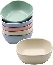 6PCS 4.5 OZ Small Dessert Bowls, 3.7 x 3.7 x 1.2 In Stacked Pinch Bowls, Wheat Straw Mini Prep Bowls, Unbreakable Dipping Saucers for Side Dishes, Seasoning, Snack, Appetizer (Multicolor)