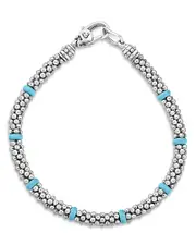Lagos Sterling Silver Caviar Blue Ceramic Beaded Bracelet