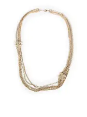 14A Faux Pearl Embellished Multi Chain Necklace