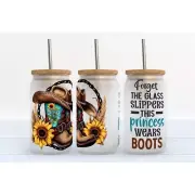 Forget Glass Slippers, This Princess Wears Boots 16oz Glass Libbey Can Tumbler