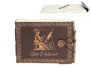Leather Bound Journal Sketchbook with Pencil 23x18cm (9x7") Brown