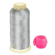 Polyester Embroidery Thread and Thread Spools Savers Kit, Silver Grey Pink