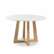 Simplife 120cm Sloan Natural Marble Dining Table with Natural Leg