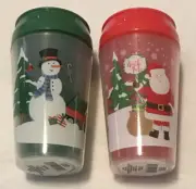 Double Wall Holiday Tumblers with Swirl Straws, 12 Ounce, Set Of 2, NEW