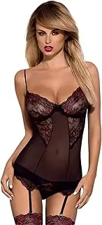 Selente Luxury Love verführerisches 3-teiliges Damen Dessous-Set (Made in EU) aus Corsage mit Strapshaltern, Slip und exklusiver Satin-Augenbinde
