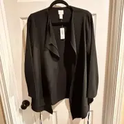 Chicos Front Tie Drape Jacket Wrap Office Dressy Black Size 0 New With Tags