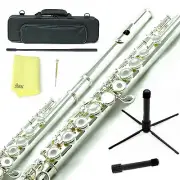 Sky Silver Plated Open Hole C Flute w Case, Stand, Cleaning Rod, Cloth and More