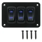 Rocker Switch Panel 3 Gang Toggle Switch Panel 12V Wateroproof 5Pins Boat On-...