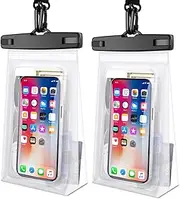 MR.LUYU Waterproof Phone Pouch Bag Floating with Zip Lock Seal, 2 Pack 9" Cell Phone Dry Bag for iPhone 16 15 14 13 12 11 Plus Pro Max Samsung S20-S24 Ultra, Water Proof Case Holder for Swimming White