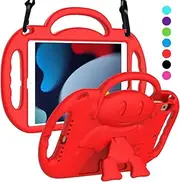 SUPLIK Kids Case for iPad 9th/8th/7th Generation (10.2 inch, 2021/2020/2019), iPad 10.2" Kidproof Case with Shoulder Strap Handle Stand for Apple iPad 7th/8th/9th Gen, Red