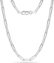 [LeCalla] Sterling Silver Italian Jewelry 3mm 3.5mm 4.5mm Paper Clip Link Chain Necklace for Teen Women Men 16 18 20 24 Inches