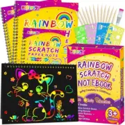 3-Pack Rainbow Scratch Paper Notebook - Art Craft Gift for Kids Ages 3-12