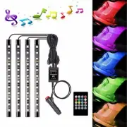 4PCS 5050 Car RGB 48 LED Lights Strip Interior Atmosphere Neon Lamp + IR Remote