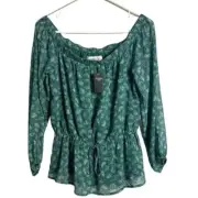 NWT Abercrombie & Fitch Paisley Boho Off Shoulder Peasant Top Size Small