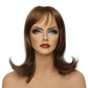 Classic Cap women Synthetic wavy Medium Brown full wig HengFeng ZP28