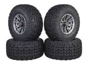 MASSFX QUAKE Golf Cart Gunmetal Wheel 22x11-10 Tire 10x7 4/101.6 4/4 Rim 4 PACK