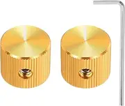 uxcell 2 Pcs Aluminium Potentiometer Knobs, 1/4"(6mm) IDx5/8(15mm) ODx1/2(12.5mm) Height Universal Volume Tone Control Knobs for Guitar, Bass, Straight Line Indicator, Gold