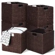 6 Pack Wicker Storage Baskets Foldable Wicker Baskets for Storage Hand-woven ...