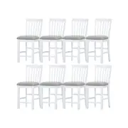 Laelia Tall Bar Chair Stool Set of 8 Solid Acacia Wood Coastal Furniture - White