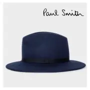 New! NWT PAUL SMITH Wool Felt Fedora Hat With 'Swirl' Lining