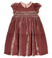 [Bonpoint] Bonpoint Blossom embroidered velvet dress Y 14 brown