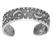 Sterling Silver .925 Moon and Stars Toe Ring adjustable size Solid | Made In USA