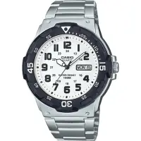 在飛比找momo購物網優惠-【CASIO 卡西歐】銀色型男不鏽鋼腕錶/銀x黑框(MRW-