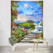 Blue Sky Stone Green 3D Wall Hang Cloth Tapestry Fabric Decorations Decor