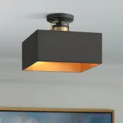 Possini Euro Artemis 12" Wide Black and Gold 2-Light Ceiling Light