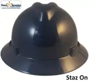 MSA V-Gard Full Brim Hard Hats with Staz-ON Suspensions - Navy Blue
