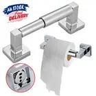 Wall Mounted Washroom Rack Silver Accessory Bathroom Roll Paper Holder Toilet