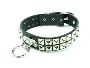 Studded Large Ring Bondage Leather Choker Steampunk Rock Gothic Meatl Thrash