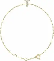 [JewelryWeb] 14k Yellow Gold T Polished .05 Dwt Diamond 6 18 Centimeters Letter Name Personalized Monogram Initial Bracelet Link-Bracelet for Women