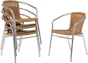 Bolero Natural Finish Wicker Chair with Aluminium Frame (Pack of 4)