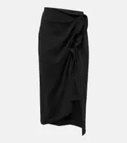[Dries Van Noten] Dries Van Noten Gathered cotton midi skirt AU 10 black