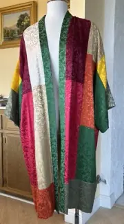 NWT! ALICE + OLIVIA REVERSIBLE PATCHWORK SATIN KIMONO DUSTER COAT