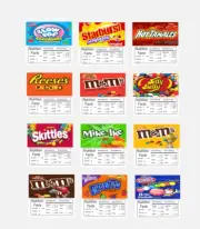12 STICKS INSIDE Mount VENDING Machine candy labels Stickers NUTRITION